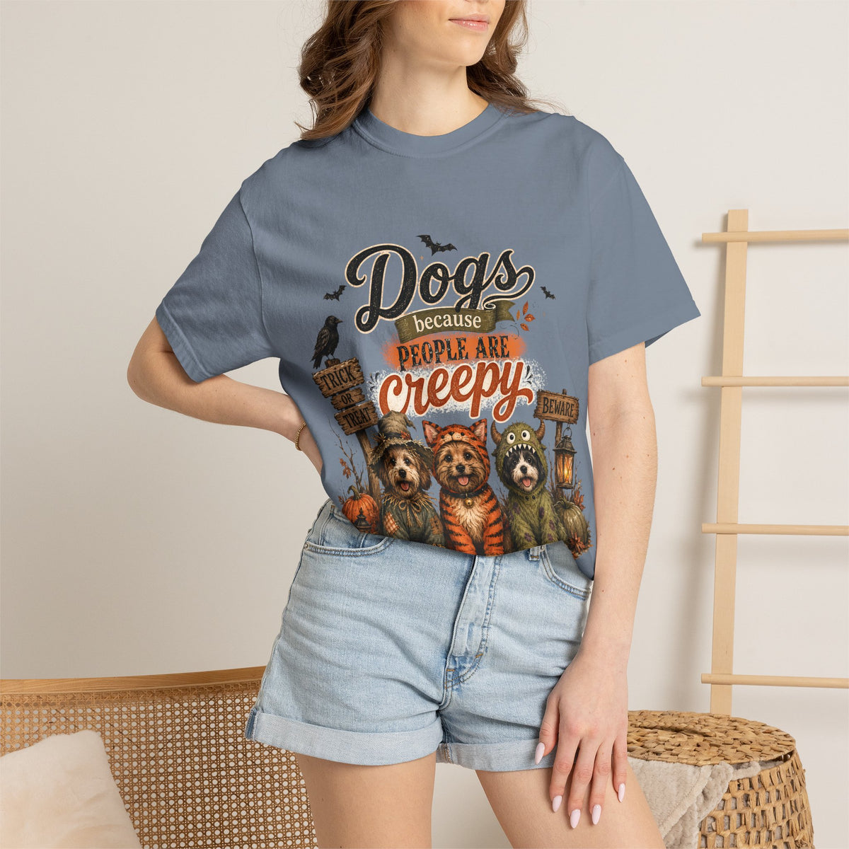 Halloween Dogs tee — “Dogs Because People Are Creepy”