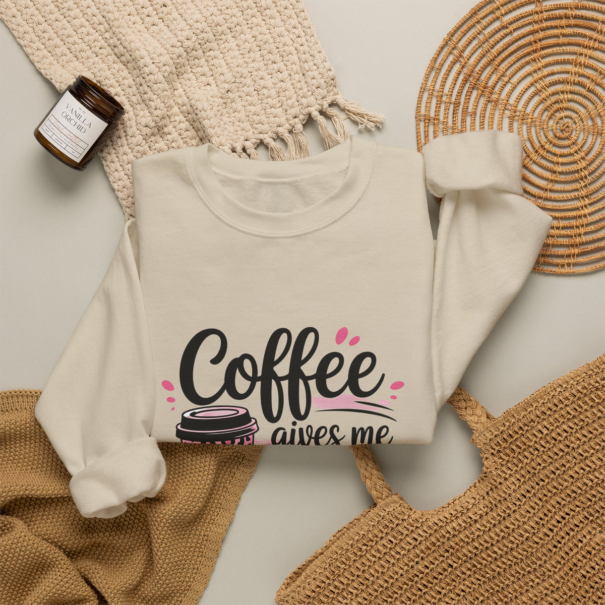 Coffee Gives Me Teacher Powers Sweatshirt — Funny Teacher Coffee Crewneck
