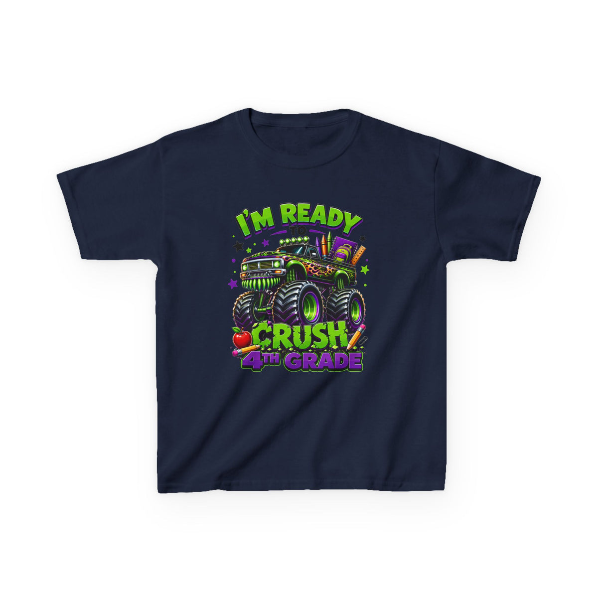 "I'm Ready to Crush 4th Grade" Monster Truck Back-to-School Kids Tee