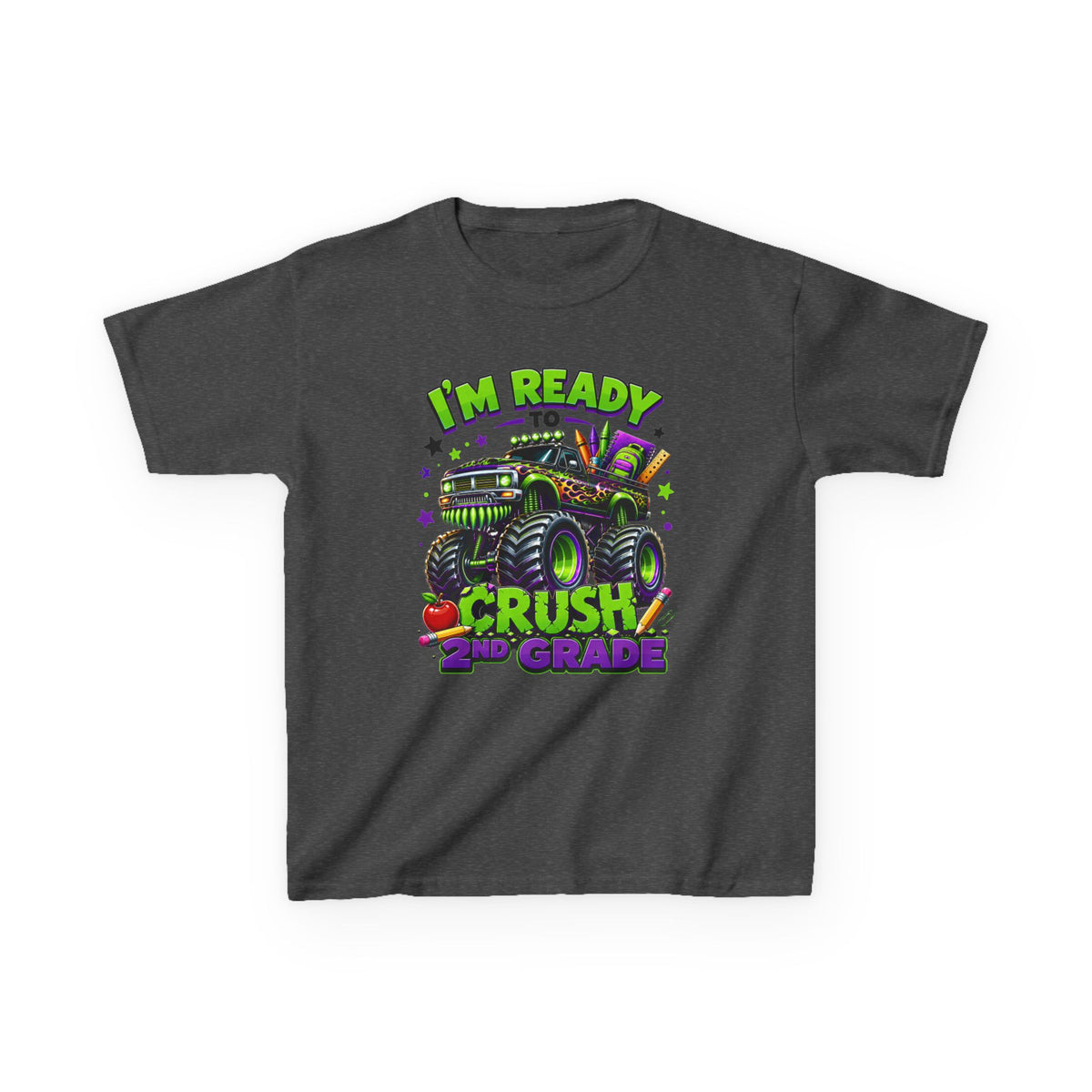 "I'm Ready to Crush 2nd Grade" Monster Truck Back-to-School Kids Tee