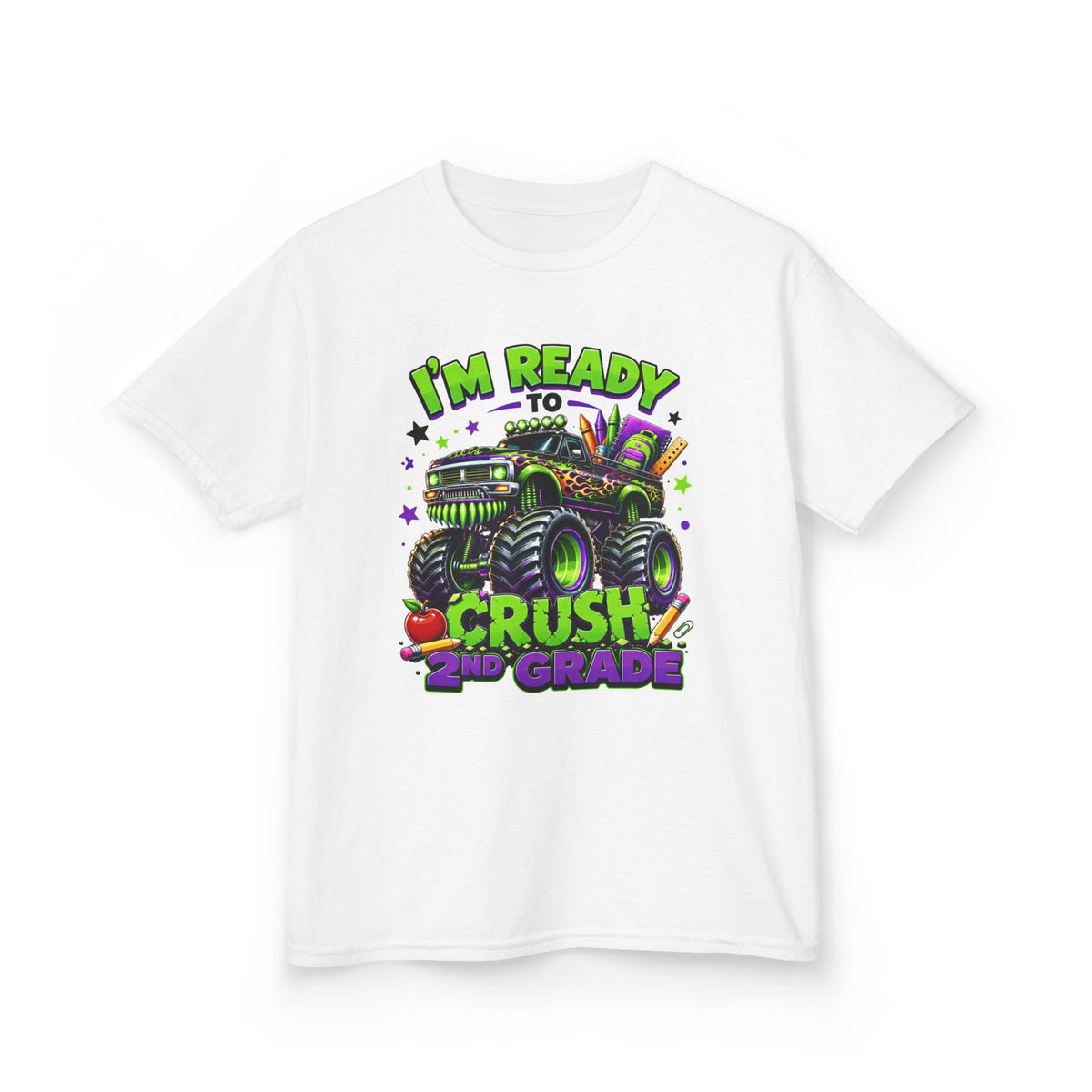 "I'm Ready to Crush 2nd Grade" Monster Truck Back-to-School Kids Tee