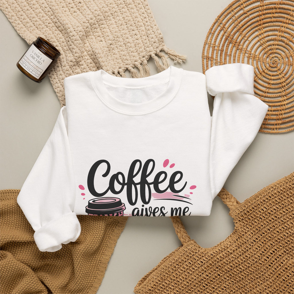 Coffee Gives Me Teacher Powers Sweatshirt — Funny Teacher Coffee Crewneck