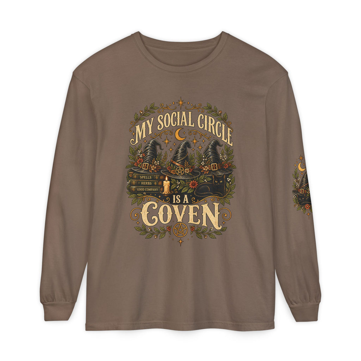 My Social Circle Is a Coven Witchy Graphic Long Sleeve Tee
