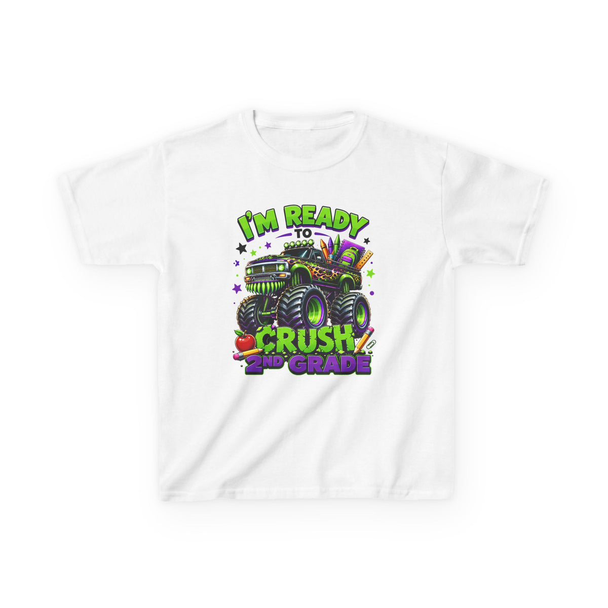 "I'm Ready to Crush 2nd Grade" Monster Truck Back-to-School Kids Tee