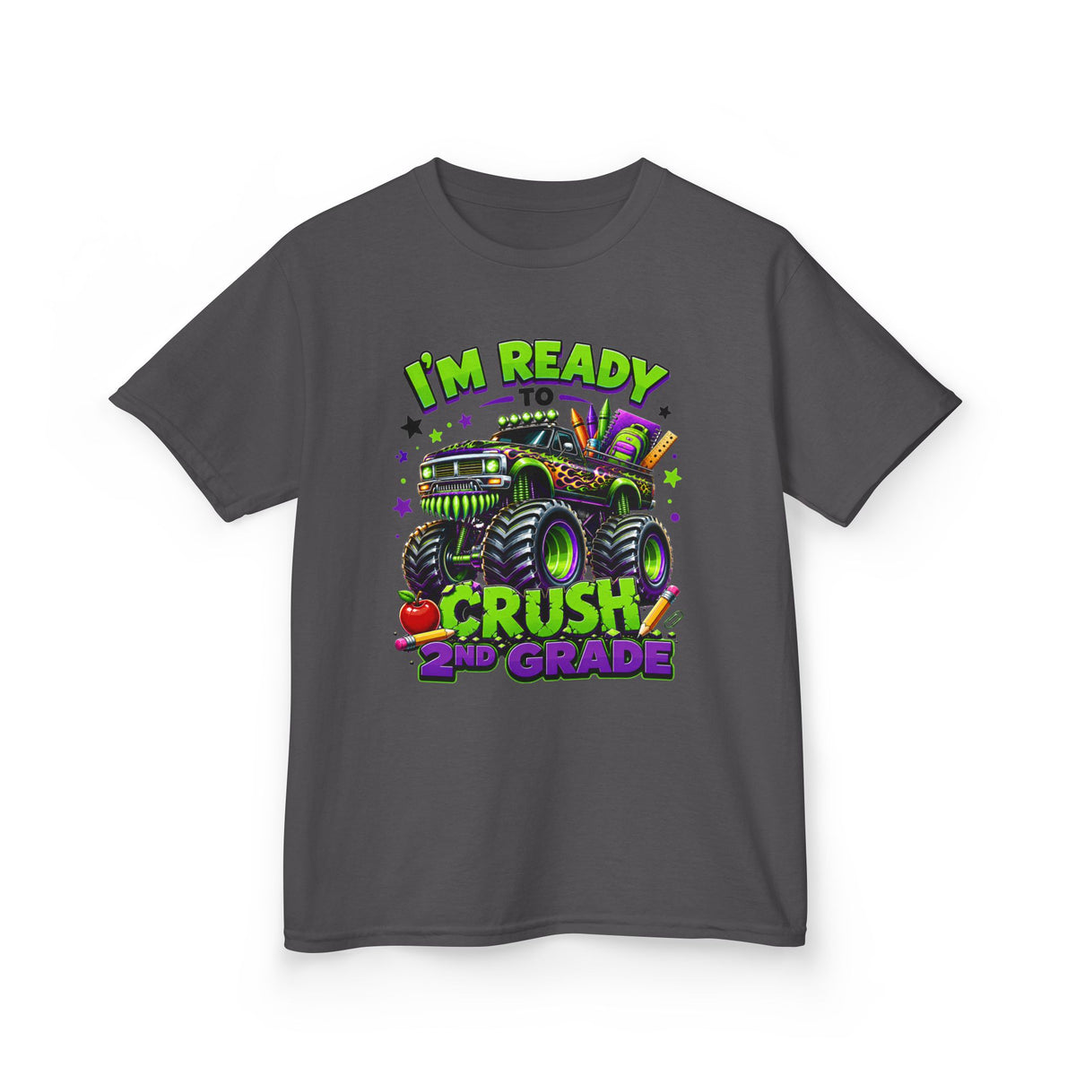 "I'm Ready to Crush 2nd Grade" Monster Truck Back-to-School Kids Tee