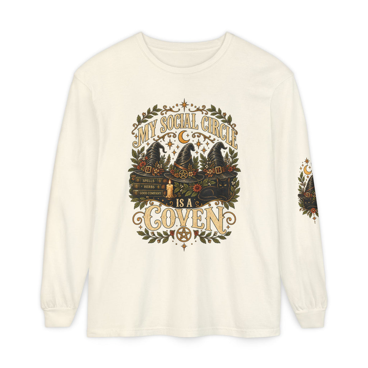 My Social Circle Is a Coven Witchy Graphic Long Sleeve Tee