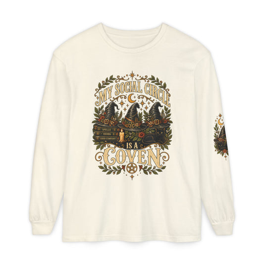 My Social Circle Is a Coven Witchy Graphic Long Sleeve Tee