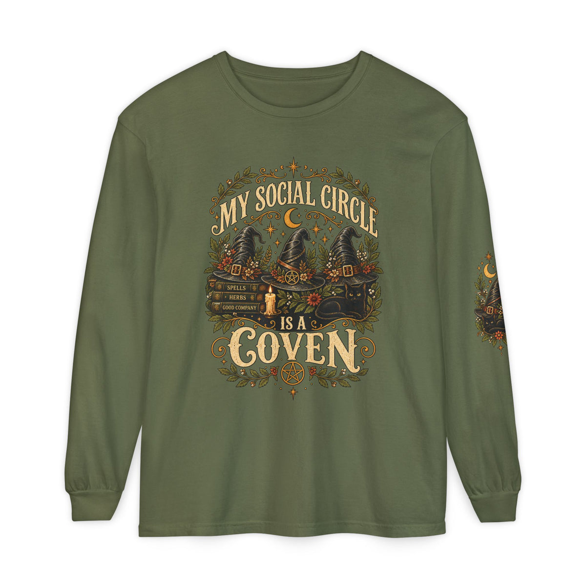 My Social Circle Is a Coven Witchy Graphic Long Sleeve Tee