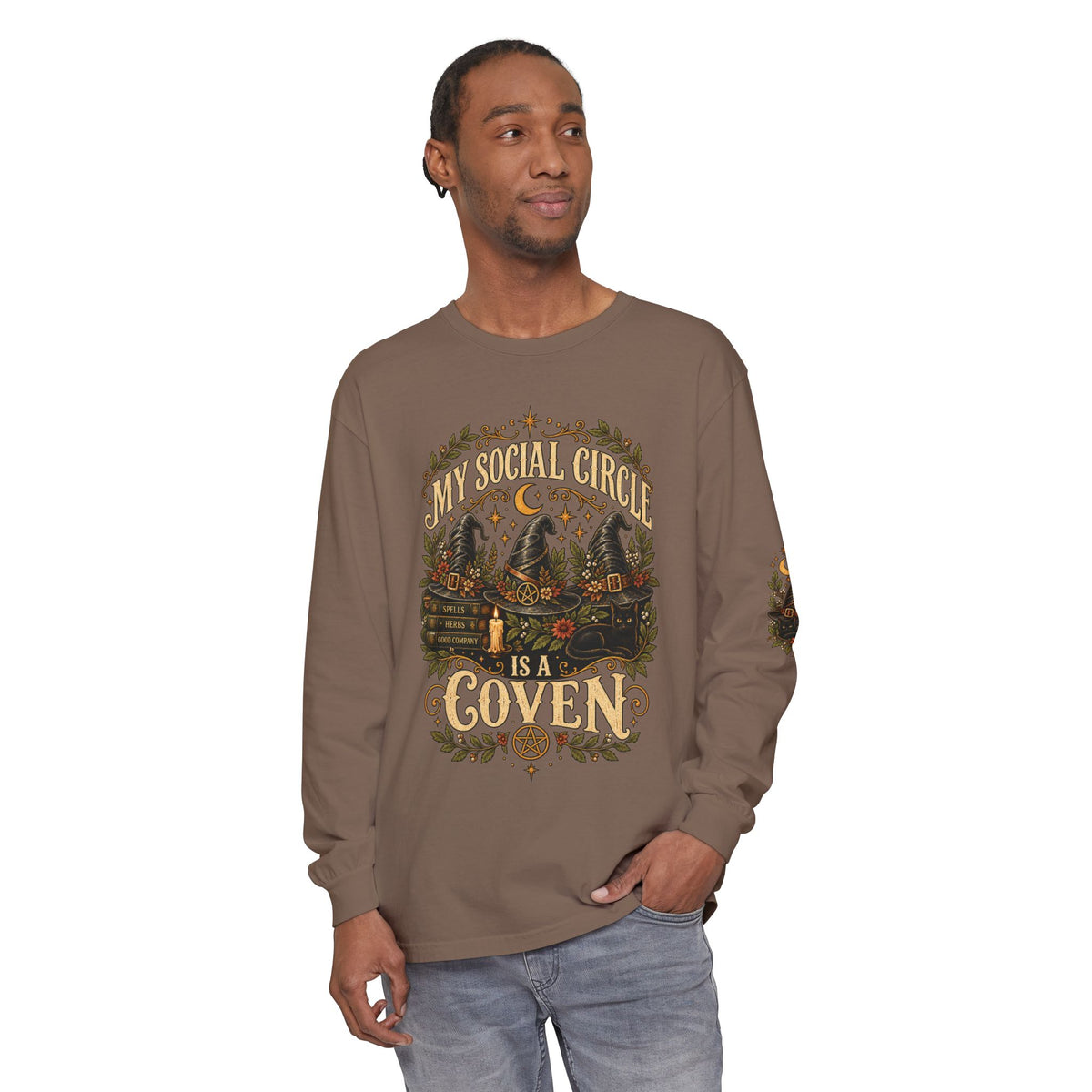 My Social Circle Is a Coven Witchy Graphic Long Sleeve Tee