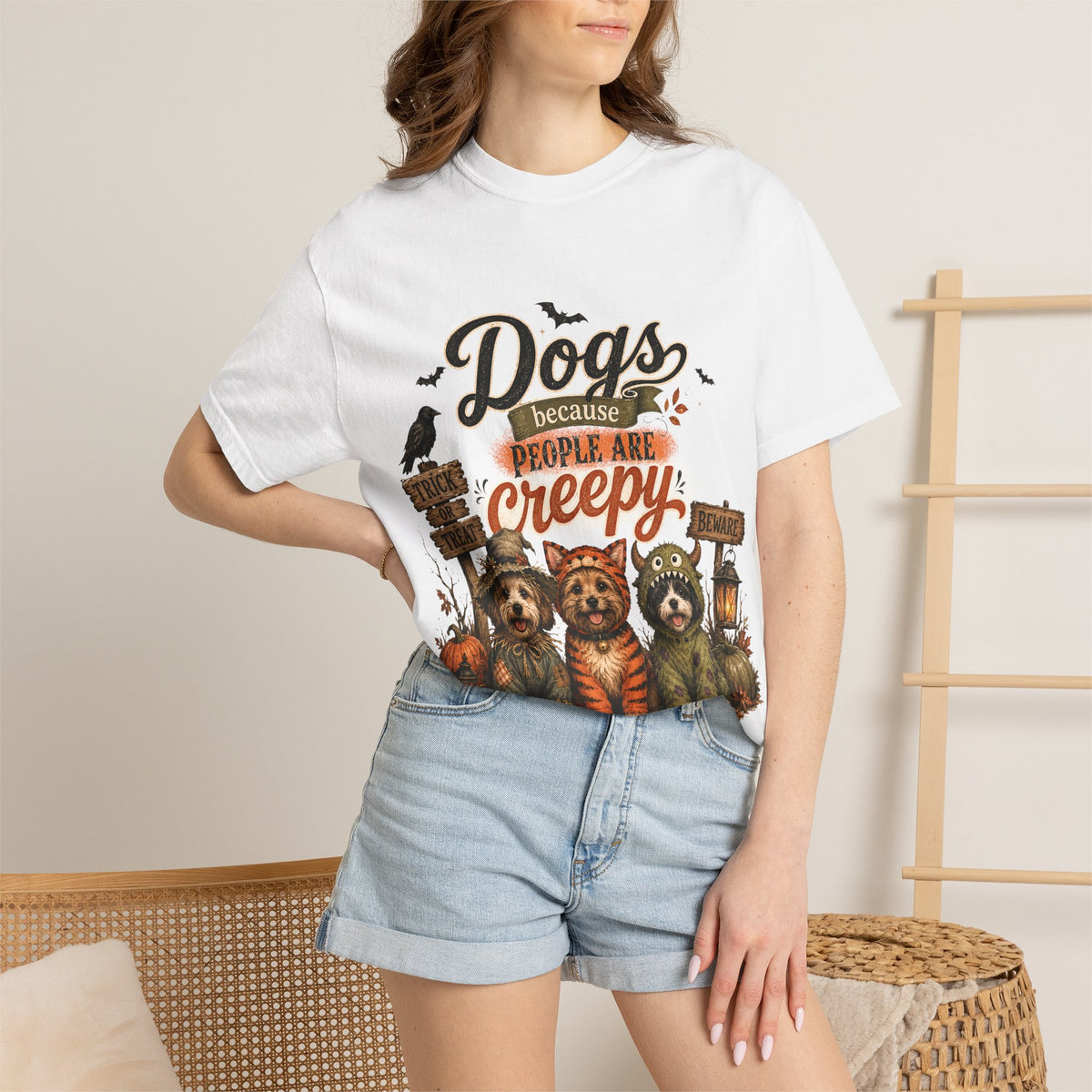 Halloween Dogs tee — “Dogs Because People Are Creepy”