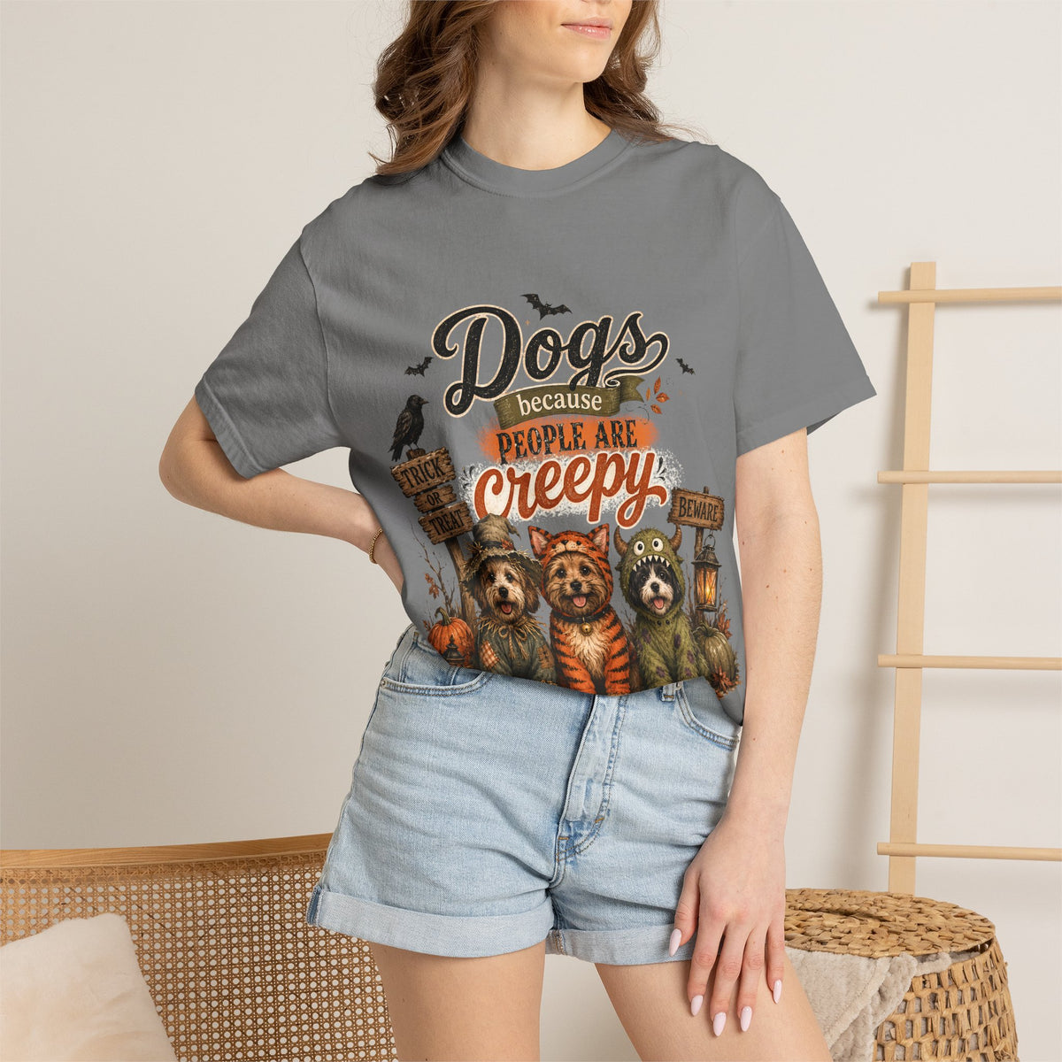 Halloween Dogs tee — “Dogs Because People Are Creepy”
