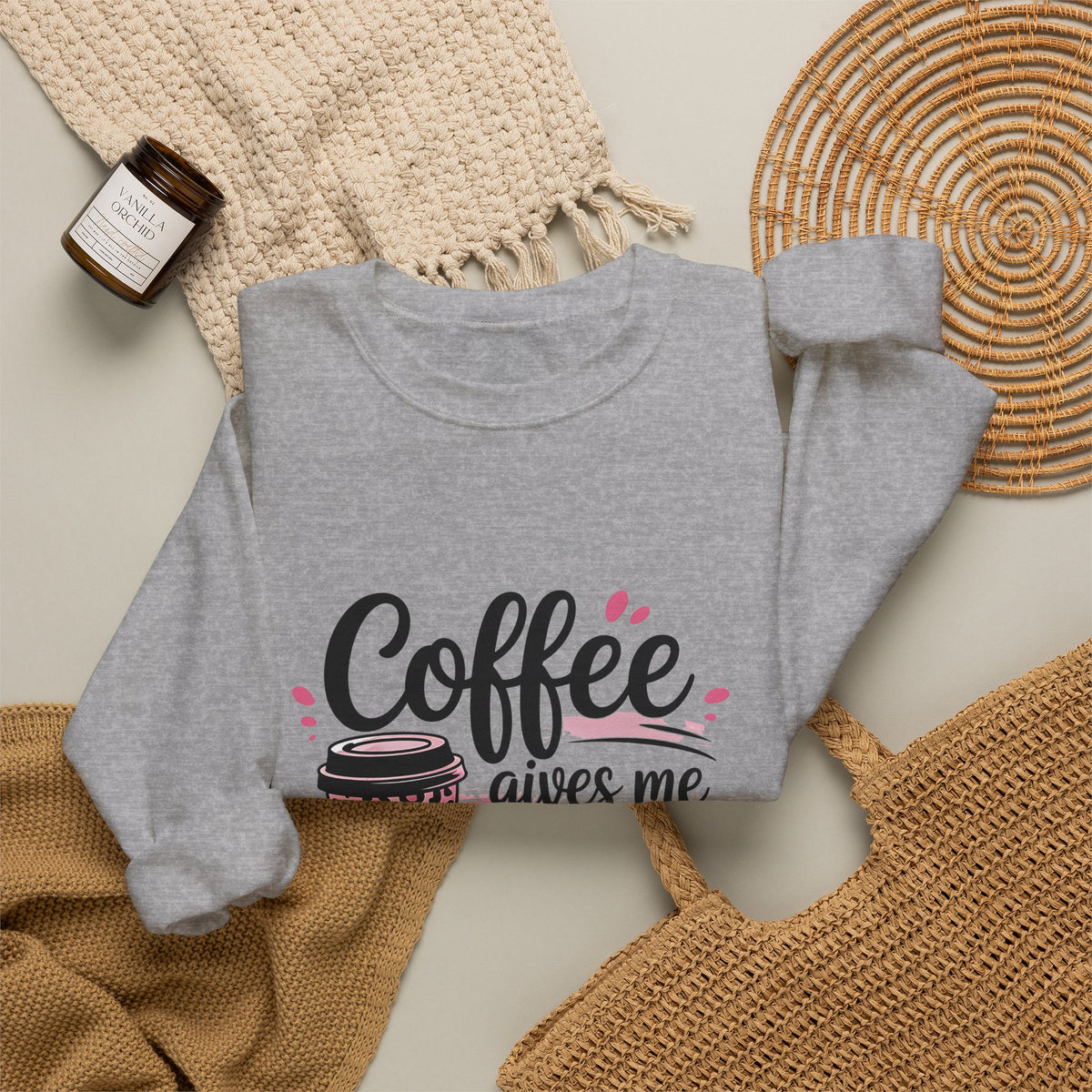 Coffee Gives Me Teacher Powers Sweatshirt — Funny Teacher Coffee Crewneck