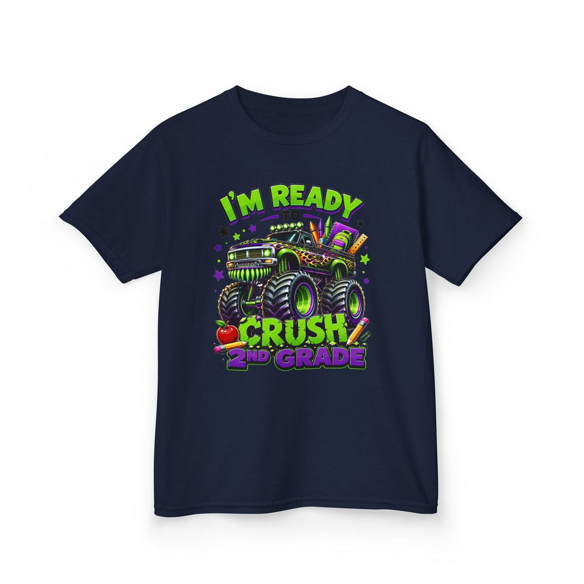 "I'm Ready to Crush 2nd Grade" Monster Truck Back-to-School Kids Tee