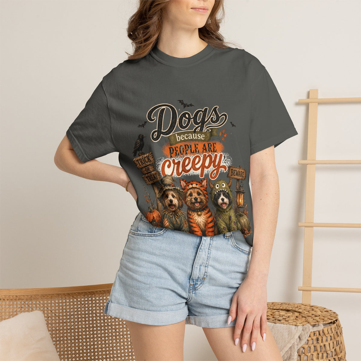Halloween Dogs tee — “Dogs Because People Are Creepy”