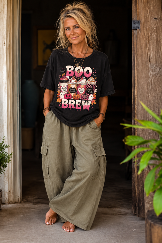 Boo Brew Halloween T‑Shirt — Spooky Coffee & Candy Graphic Tee