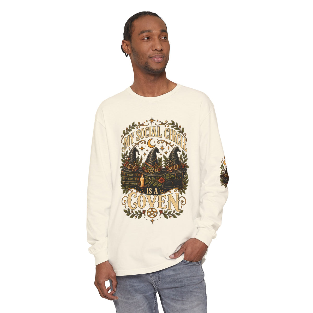 My Social Circle Is a Coven Witchy Graphic Long Sleeve Tee