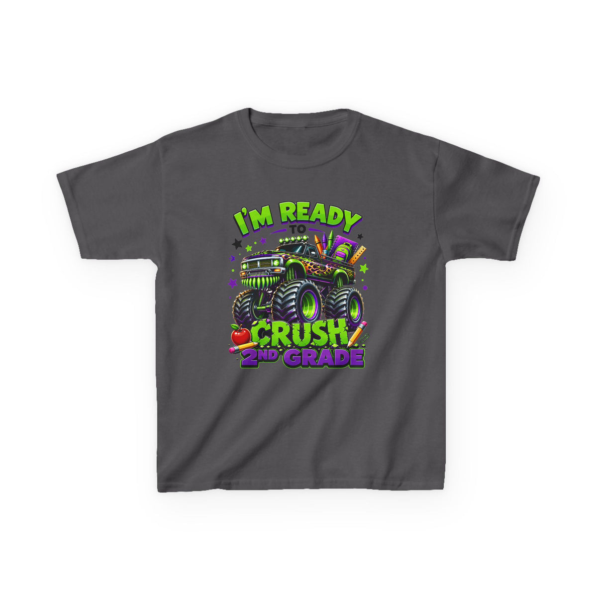 "I'm Ready to Crush 2nd Grade" Monster Truck Back-to-School Kids Tee