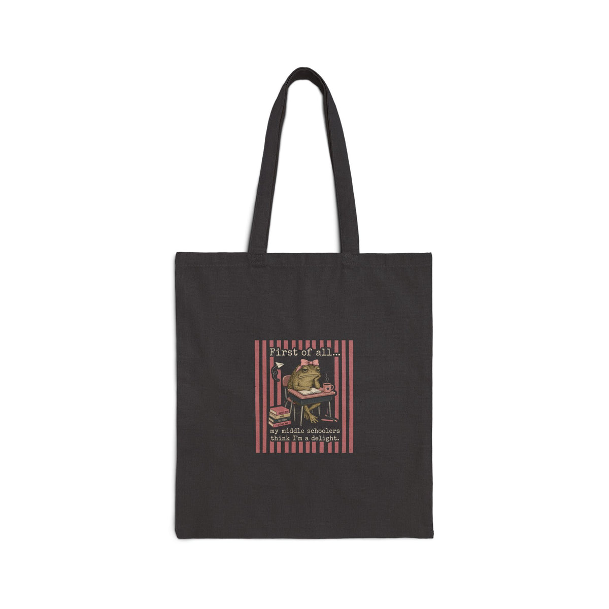 Canvas Tote Bag — Vintage Cat Reading Design, Eco-Friendly Book Lover Gift