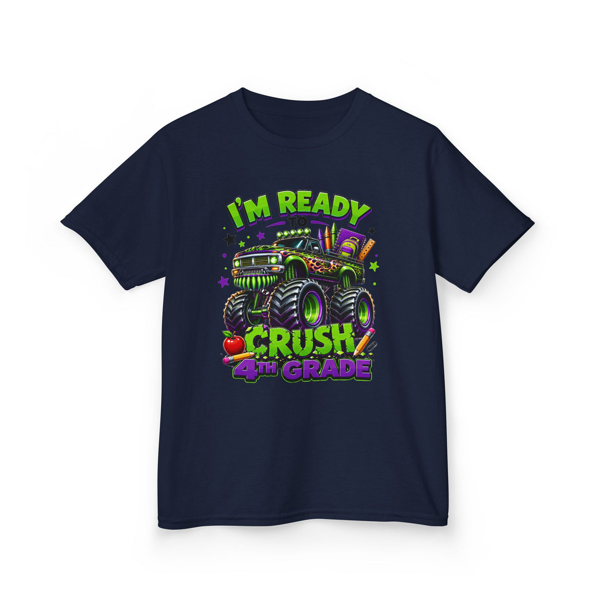 "I'm Ready to Crush 4th Grade" Monster Truck Back-to-School Kids Tee