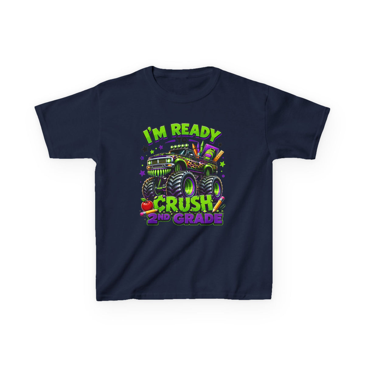 "I'm Ready to Crush 2nd Grade" Monster Truck Back-to-School Kids Tee