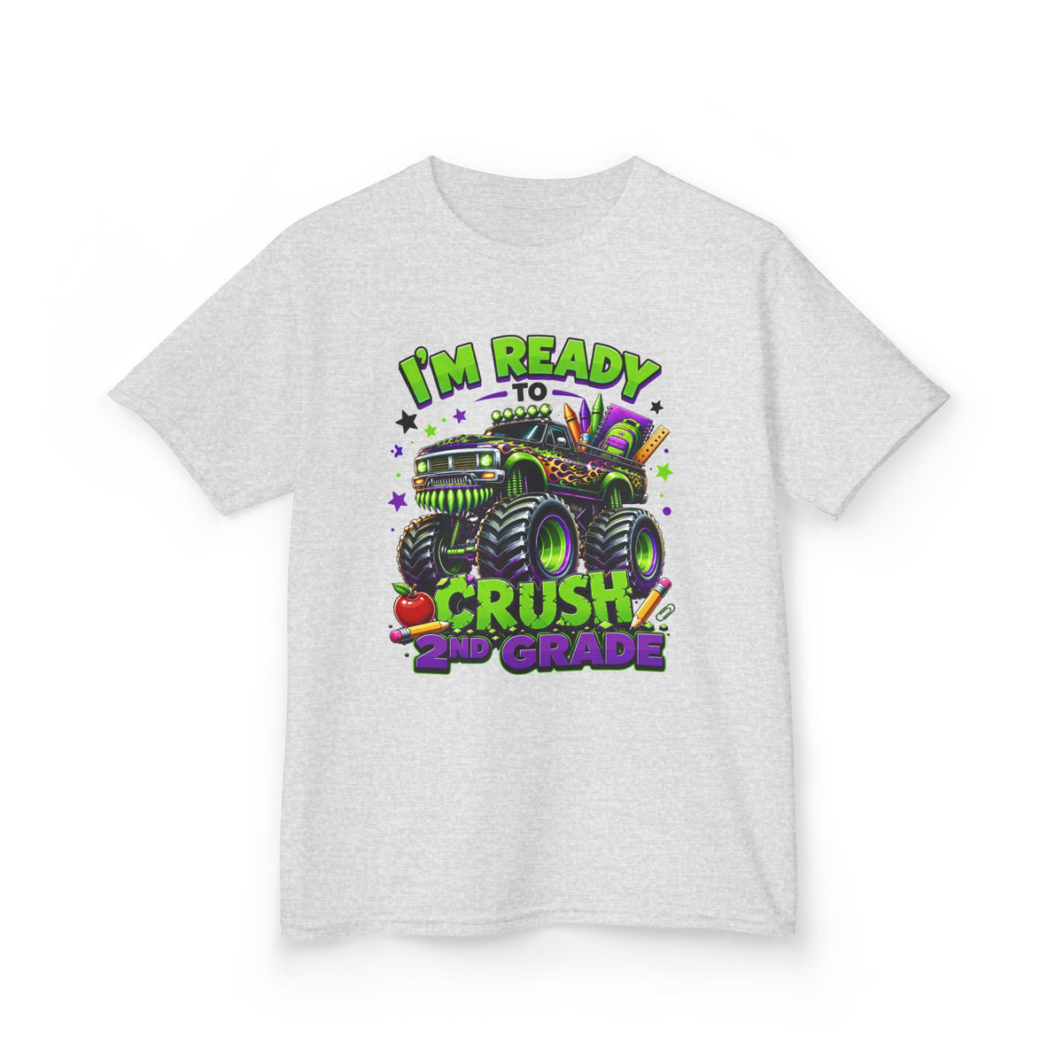 "I'm Ready to Crush 2nd Grade" Monster Truck Back-to-School Kids Tee