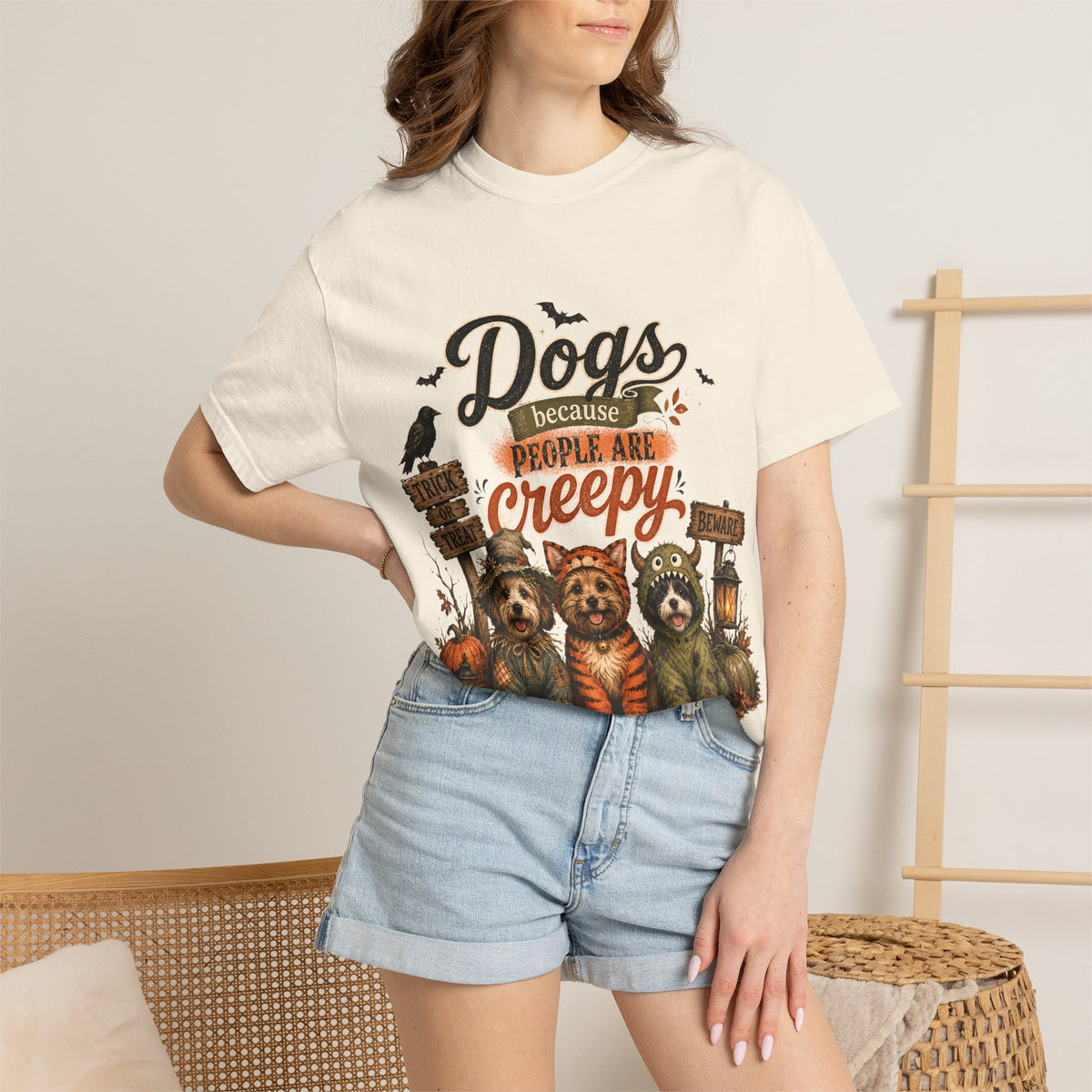 Halloween Dogs tee — “Dogs Because People Are Creepy”
