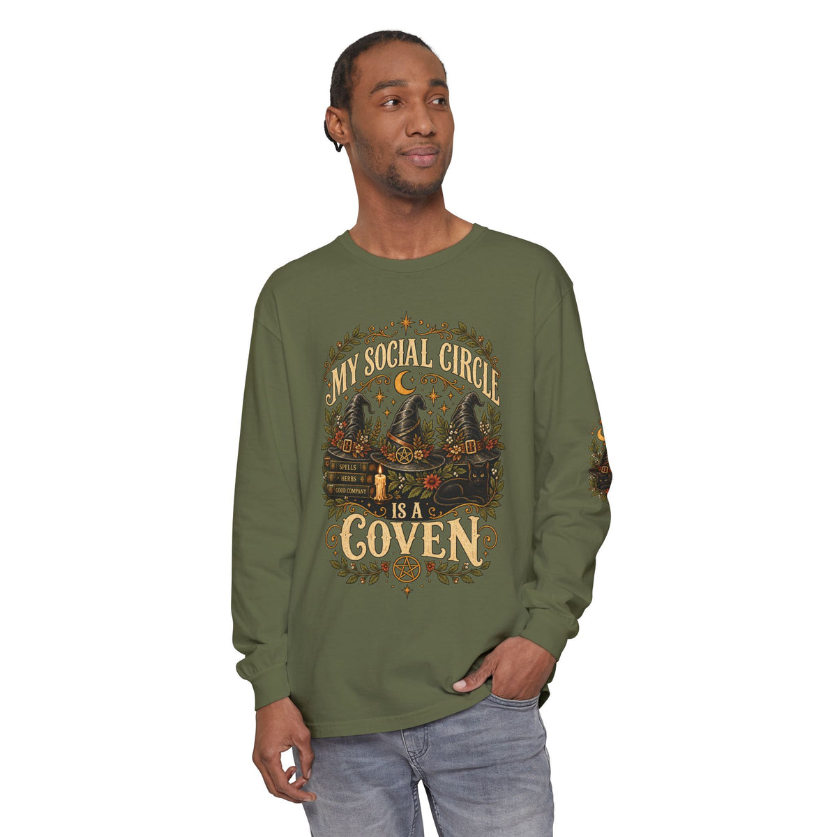 My Social Circle Is a Coven Witchy Graphic Long Sleeve Tee