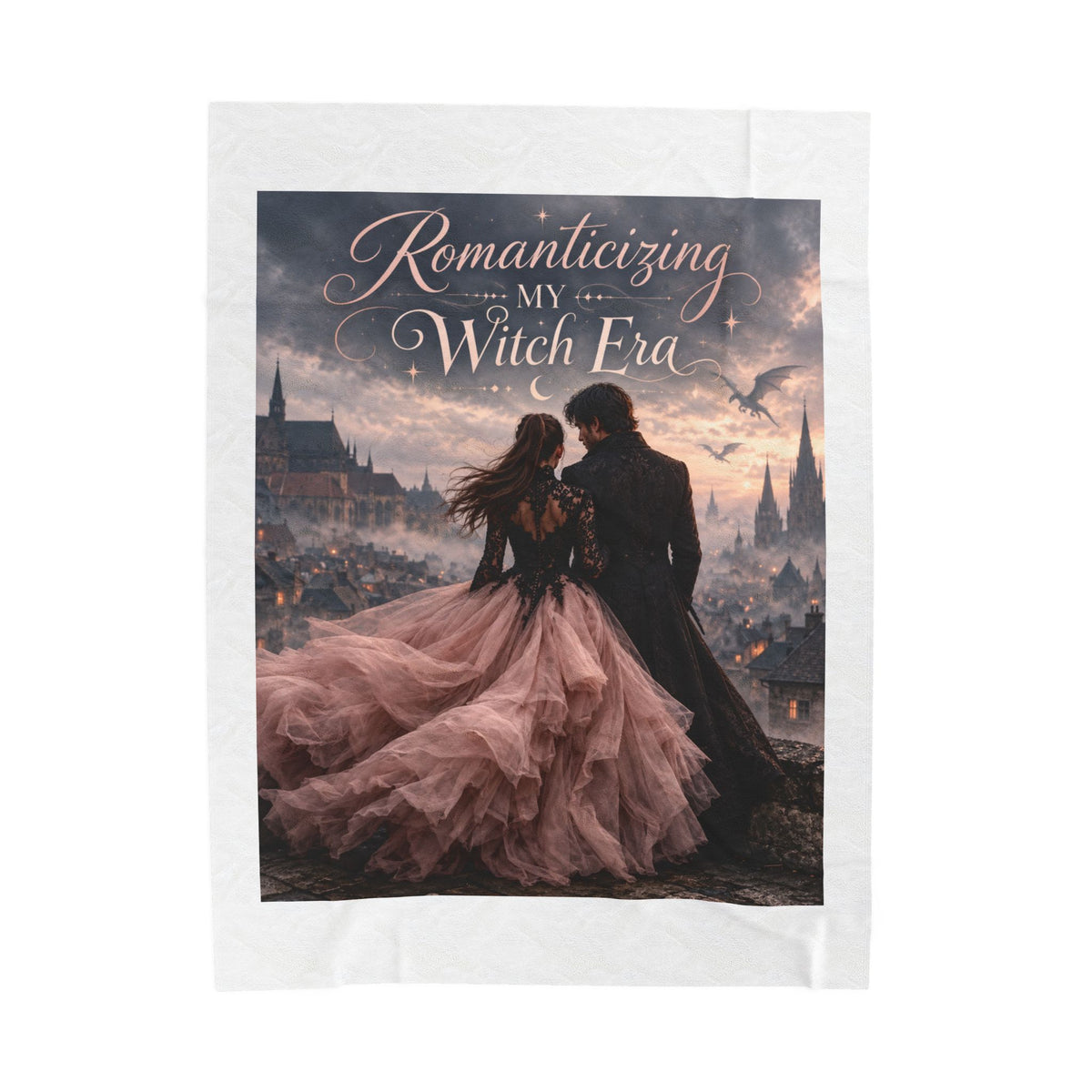 Romanticizing My Witch Era Velveteen Plush Blanket | Gothic Romance & Moonlit Castle Throw