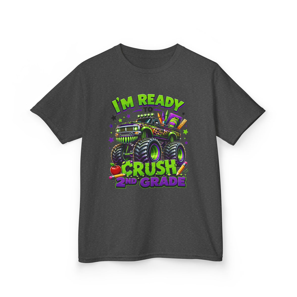 "I'm Ready to Crush 2nd Grade" Monster Truck Back-to-School Kids Tee