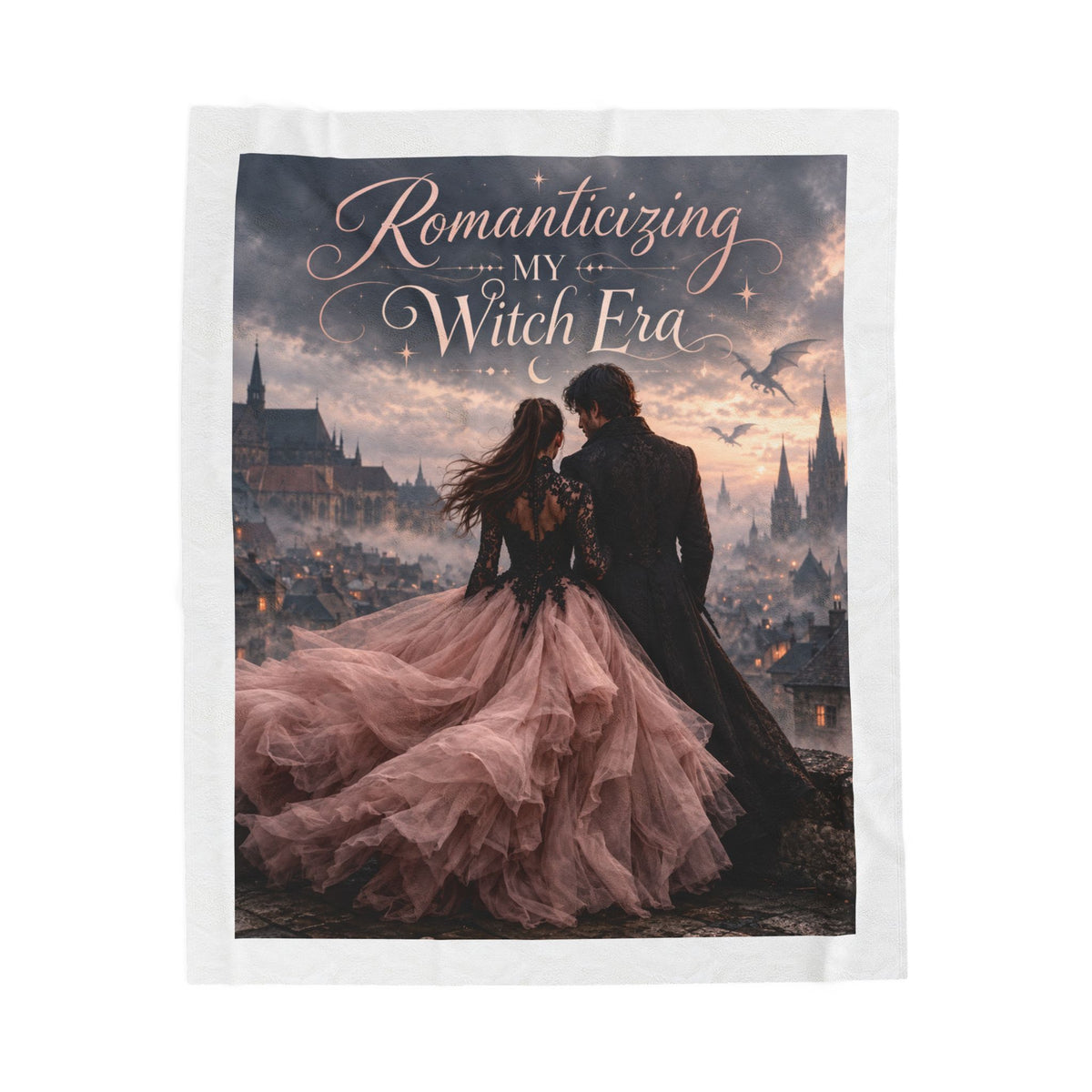 Romanticizing My Witch Era Velveteen Plush Blanket | Gothic Romance & Moonlit Castle Throw