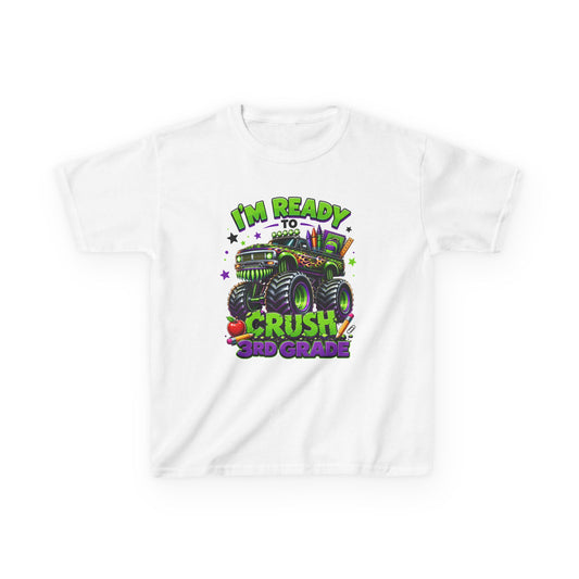 “I’m Ready to Crush 3rd Grade” Monster Truck Back-to-School Kids Tee