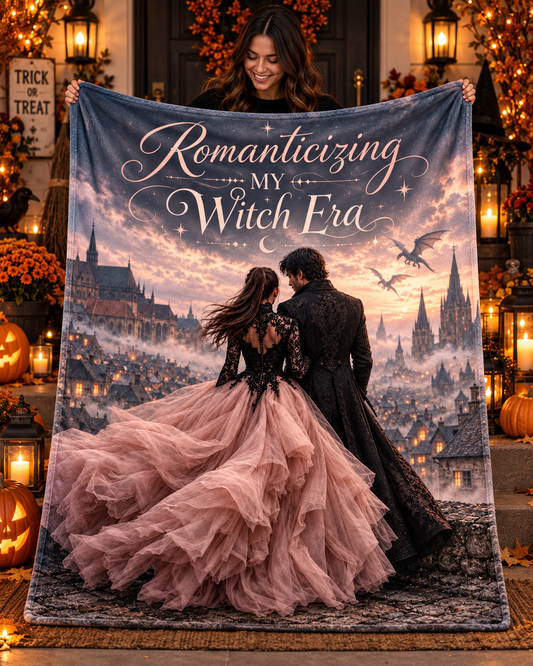 Romanticizing My Witch Era Velveteen Plush Blanket | Gothic Romance & Moonlit Castle Throw
