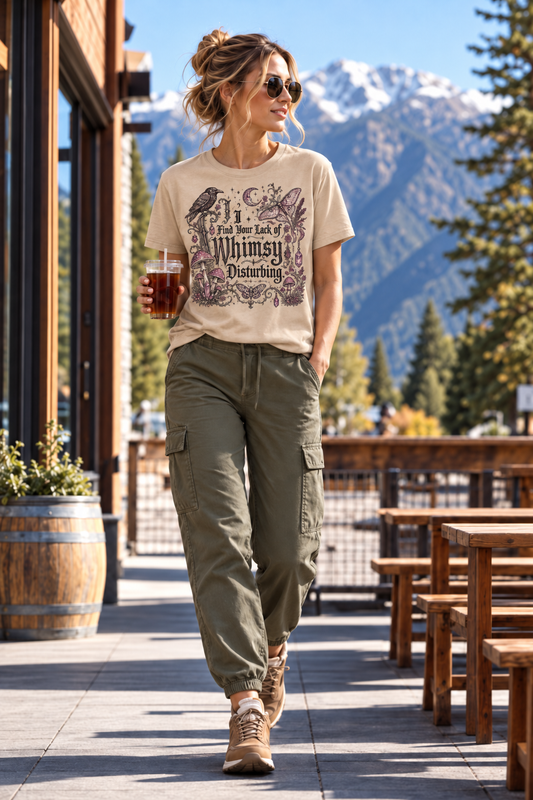 I Find Your Lack of Whimsy Disturbing Tee | Gothic Raven, Moon & Mushroom Shirt